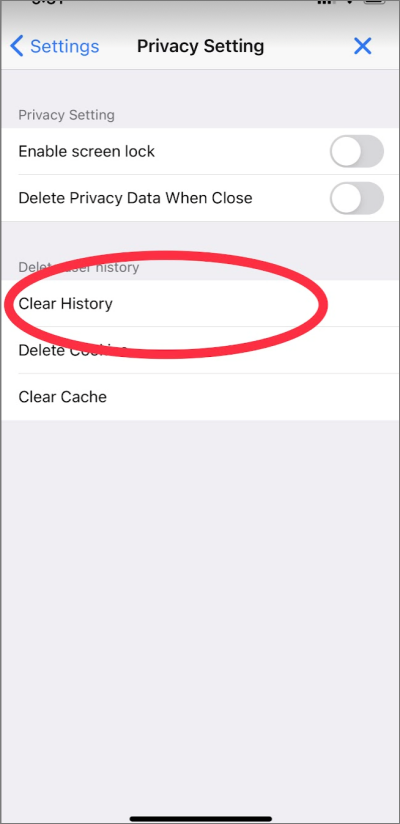 Clearing the history, cache and cookies5