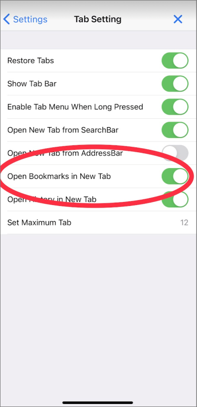 Opening bookmarks in a new tab5
